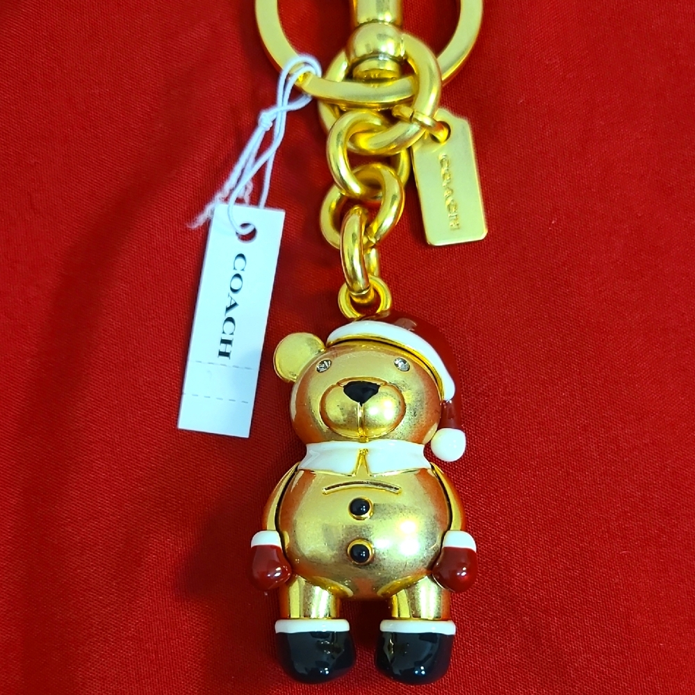 Coach 3D Santa Bear Bag Charm